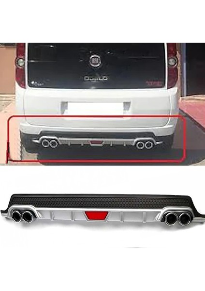 Fiat Doblo Gri Difüzör Difizör Yuvarlak Egzoz Görünüm Kulaklı Tip 2012 - 2015
