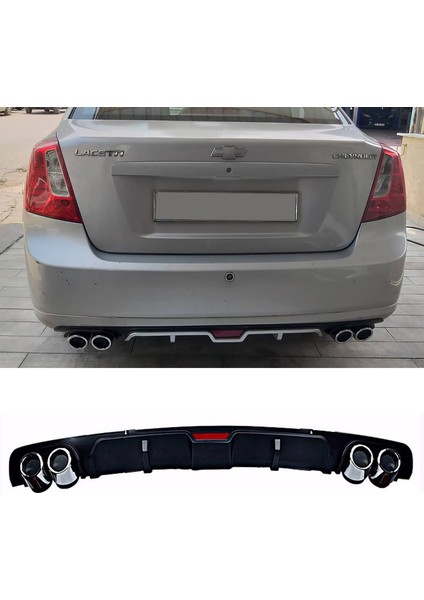 Chevrolet Lacetti Sedan Siyah Difüzör 4 Krom Egzoz Görünümlü Difizör Arka Ek Body Kit 2004-2013