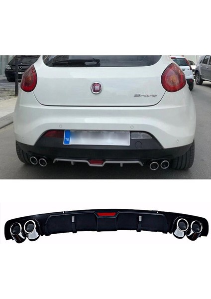 Fiat Bravo Siyah Difüzör 4 Krom Egzoz Görünümlü Difizör Arka Ek Body Kit 2006 -2016