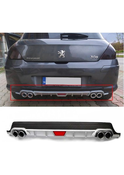 Peugeot 308 Gri Difüzör Difizör Yuvarlak Egzoz Görünüm Kulaklı Tip 2008 - 2011