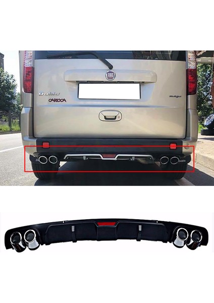 Fiat Doblo Siyah Difüzör 4 Krom Egzoz Görünümlü Difizör Arka Ek Body Kit 2001 - 2012