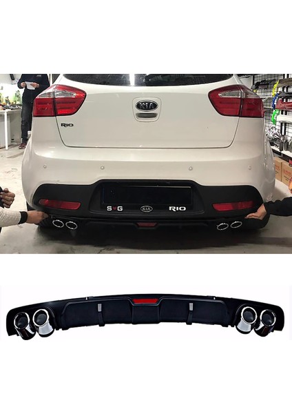 Kia Rio Siyah Difüzör 4 Krom Egzoz Görünümlü Difizör Arka Ek Body Kit 2012 - 2017
