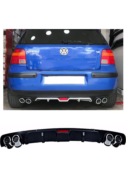 Vw Golf Mk4 Siyah Difüzör 4 Krom Egzoz Görünümlü Difizör Arka Ek Body Kit 1997-2003