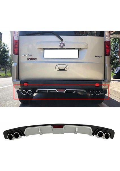 Fiat Doblo Gri Difüzör 4 Krom Egzoz Görünümlü Difizör Arka Ek Body Kit 2001 - 2012