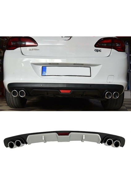 Opel Astra J Sedan Gri Difüzör 4 Krom Egzoz Görünümlü Difizör Arka Ek Body Kit