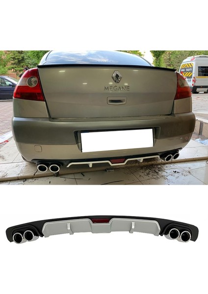 Renault Megane 2 Gri Difüzör 4 Krom Egzoz Görünümlü Difizör Arka Ek Body Kit 2002-2009