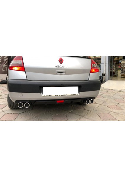 Renault Megane 2 Gri Difüzör 4 Krom Egzoz Görünümlü Difizör Arka Ek Body Kit 2002-2009