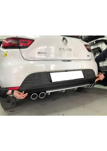 Renault Clio Mk4 Siyah Difüzör Çiftli Yuvarlak Egzoz Görünümlü D Tip Difizör 2012-2019
