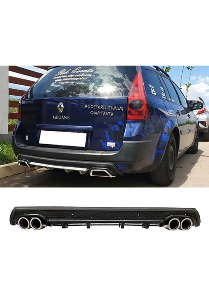 Renault Megane 2 Sw Siyah Difüzör Çiftli Yuvarlak Egzoz Görünümlü D Tip Difizör 2002 - 2009