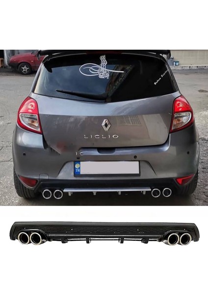 Renault Clio 3 Hb Siyah Difüzör Çiftli Yuvarlak Egzoz Görünümlü D Tip Difizör