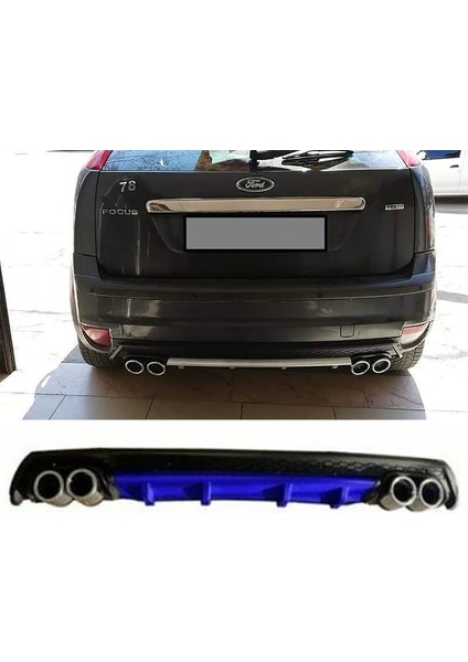 Ford Focus 2 Hatchback Mavi Difüzör Çiftli Yuvarlak Egzoz Görünümlü D Tip Difizör 2004 - 2010