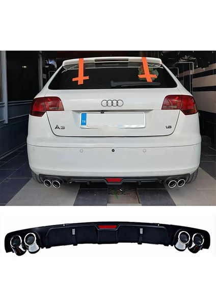 Audi A3 8p 2003-2007 Siyah Difüzör 4 Krom Egzoz Görünümlü Difizör Arka Ek Body Kit