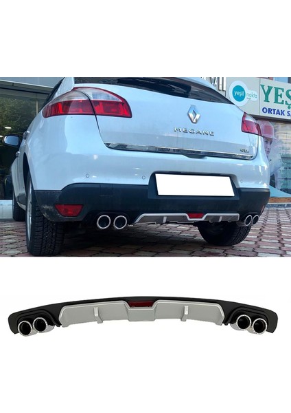 Renault Megane Mk3 Hb Gri Difüzör 4 Krom Egzoz Görünümlü Difizör Arka Ek Body Kit