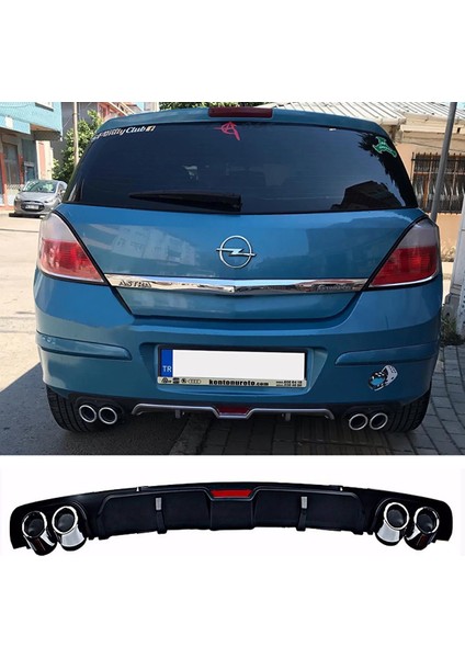 Opel Astra H Siyah Difüzör 4 Krom Egzoz Görünümlü Difizör Arka Ek Body Kit