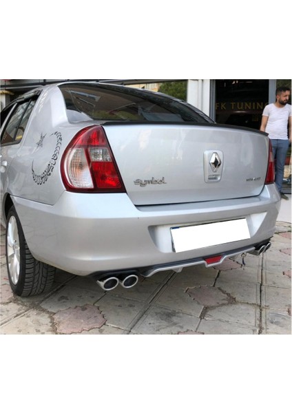 MKG Otomotiv Renault Clio Symbol Siyah Difüzör 4 Krom Egzoz Görünümlü Difizör Arka Ek Body Kit 2000-2012