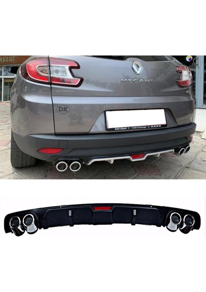 Renault Megane Mk3 Stw Siyah Difüzör 4 Krom Egzoz Görünümlü Difizör Arka Ek Body Kit