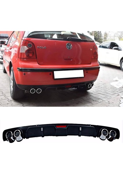 Vw Polo 9n2 Siyah Difüzör 4 Krom Egzoz Görünümlü Difizör Arka Ek Body Kit