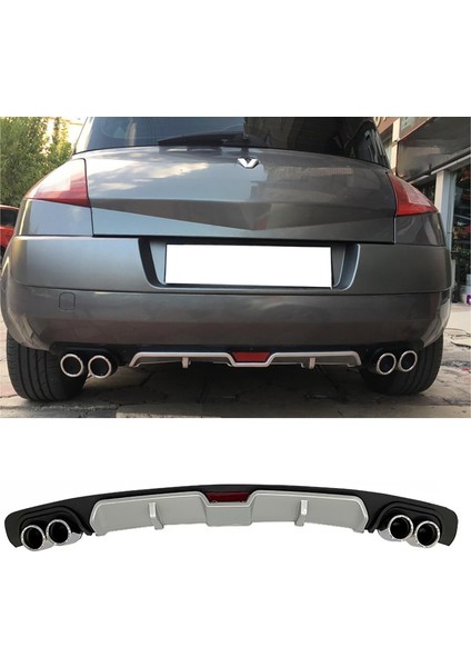 Renault Megane 2 Hb Gri Difüzör 4 Krom Egzoz Görünümlü Difizör Arka Ek Body Kit 2002-2009