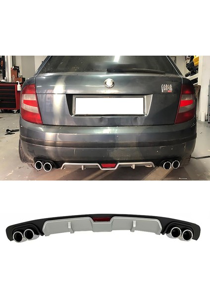 Skoda Fabia Gri Difüzör 4 Krom Egzoz Görünümlü Difizör Arka Ek Body Kit 2003-2009