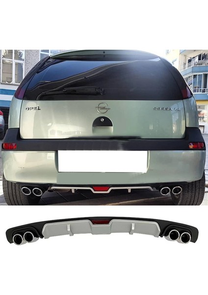 Opel Corsa C Gri Difüzör 4 Krom Egzoz Görünümlü Difizör Arka Ek Body Kit