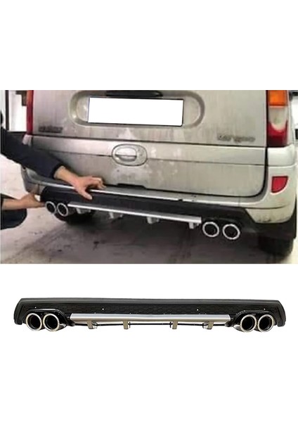 Renault Kangoo Gri Difüzör Çiftli Yuvarlak Egzoz Görünümlü D Tip Difizör