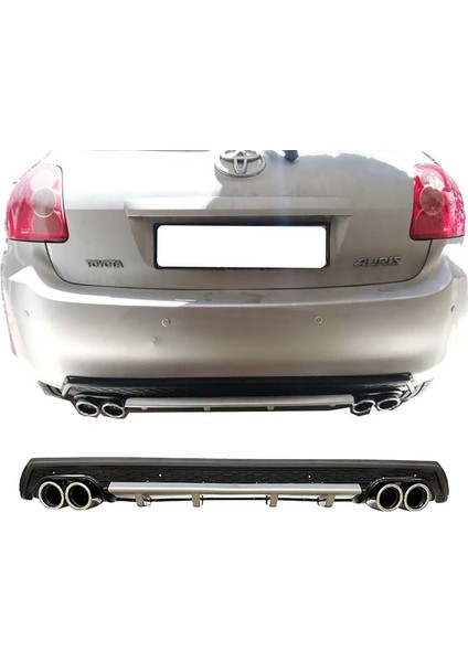 Toyota Auris Gri Difüzör Çiftli Yuvarlak Egzoz Görünümlü D Tip Difizör