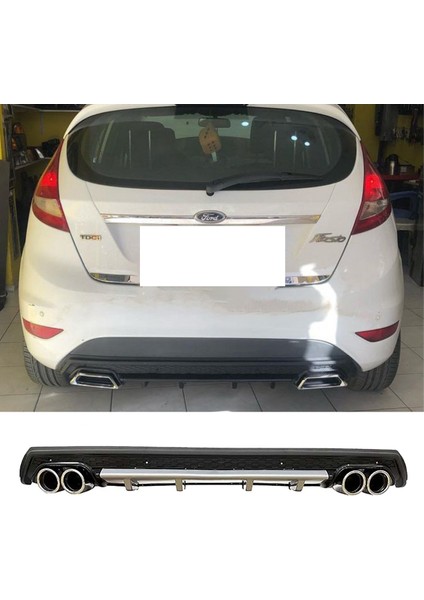 Ford Fiesta Mk7 Gri Difüzör Çiftli Yuvarlak Egzoz Görünümlü D Tip Difizör