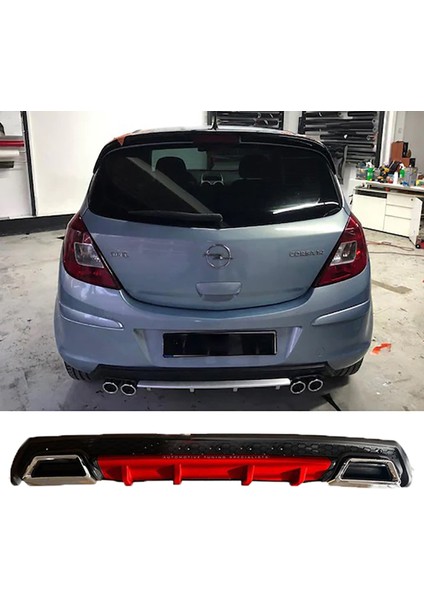 Opel Corsa D Kırmızı Difüzör Çiftli Kare Egzoz Görünümlü D Tip Difizör