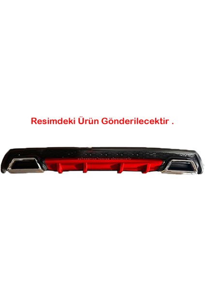 MKG Otomotiv Renault Megane 2 Hb Kırmızı Difüzör Çiftli Kare Egzoz Görünümlü D Tip Difizör 2002 - 2009