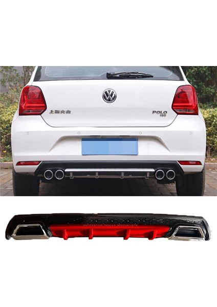Vw Polo Mk5 Kırmızı Difüzör Çiftli Kare Egzoz Görünümlü D Tip Difizör 2009-2017