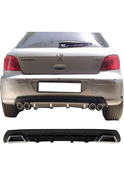 Peugeot 307 Siyah Difüzör Çiftli Kare Egzoz Görünümlü D Tip Difizör
