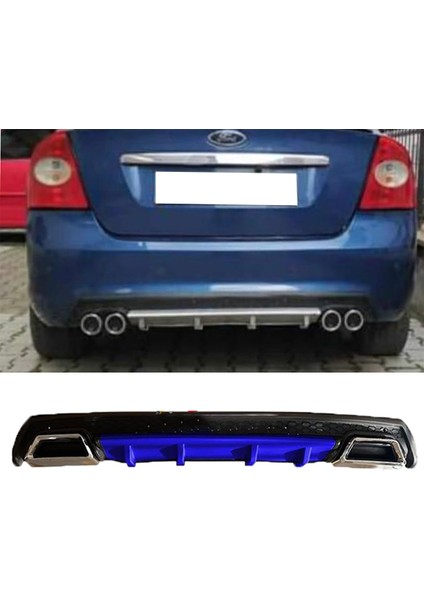 Ford Focus 2 Mavi Difüzör Çiftli Kare Egzoz Görünümlü D Tip Difizör 2004 - 2010