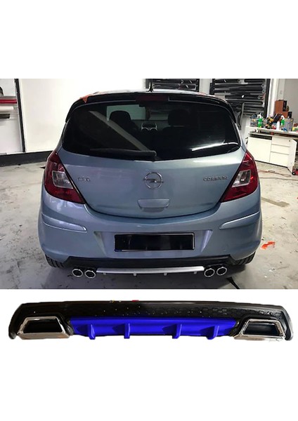 Opel Corsa D Mavi Difüzör Çiftli Kare Egzoz Görünümlü D Tip Difizör