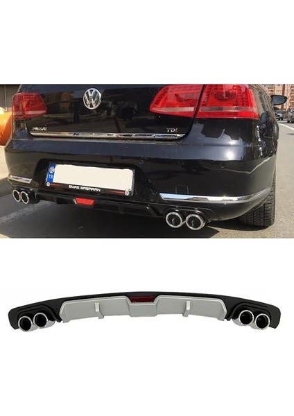 Vw Passat B7 Gri Difüzör 4 Krom Egzoz Görünümlü Difizör Arka Ek Body Kit 2010-2014