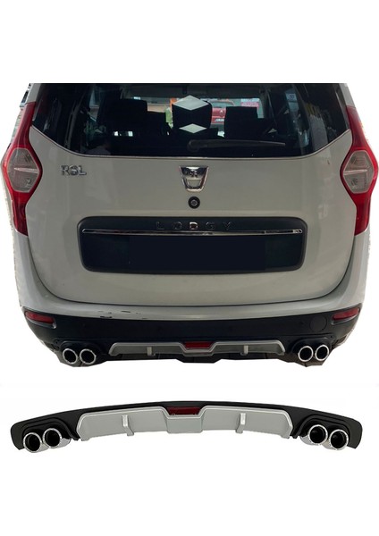 Dacia Lodgy Gri Difüzör 4 Krom Egzoz Görünümlü Difizör Arka Ek Body Kit