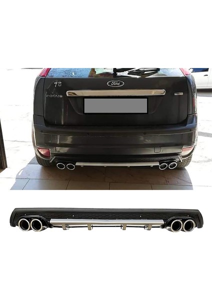Ford Focus 2 Hatchback Gri Difüzör Çiftli Yuvarlak Egzoz Görünümlü D Tip Difizör 2004 - 2010