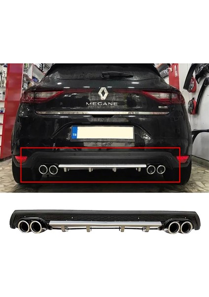 Renault Megane 4 Hb Gri Difüzör Çiftli Yuvarlak Egzoz Görünümlü D Tip Difizör