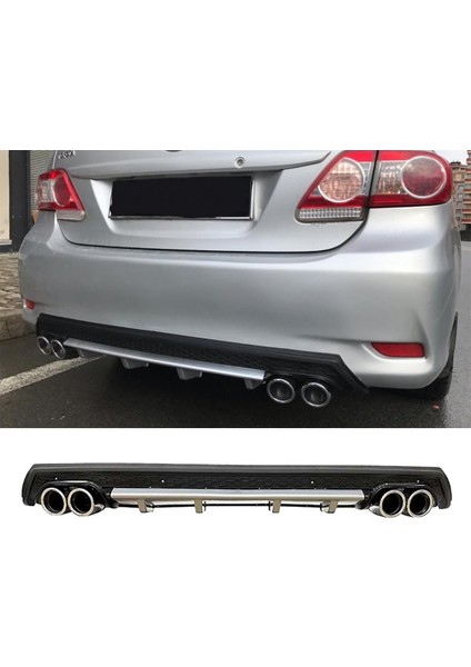 Toyota Corolla E170 Gri Difüzör Çiftli Yuvarlak Egzoz Görünümlü D Tip Difizör 2012-2019