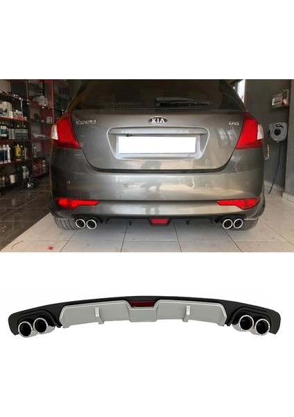 Kia Ceed Gri Difüzör 4 Krom Egzoz Görünümlü Difizör Arka Ek Body Kit 2008 - 2012