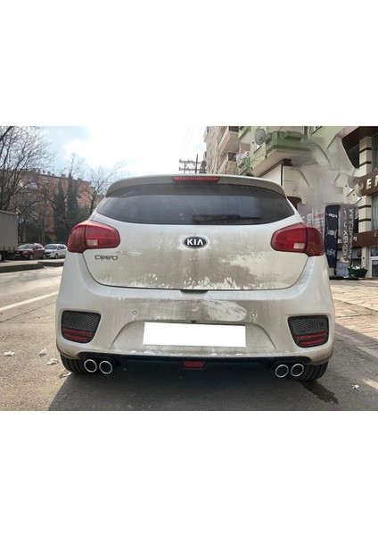 Kia Ceed Gri Difüzör 4 Krom Egzoz Görünümlü Difizör Arka Ek Body Kit 2013 - 2016 modelleri