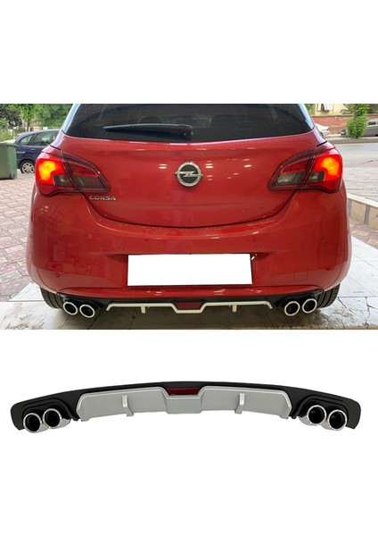 Opel Corsa E Gri Difüzör 4 Krom Egzoz Görünümlü Difizör Arka Ek Body Kit
