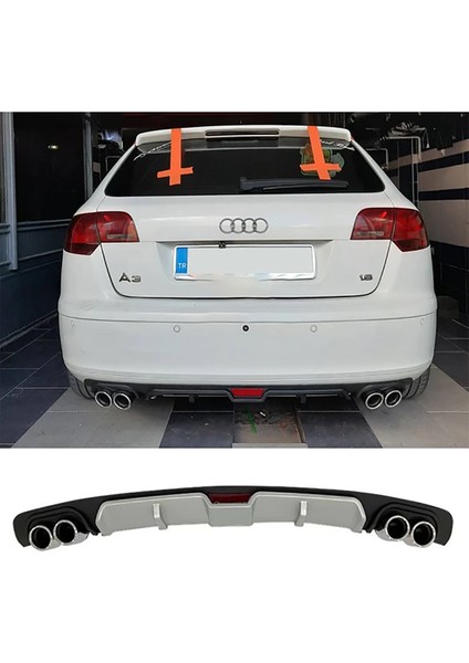 Audi A3 8p 2003-2007 Gri Difüzör 4 Krom Egzoz Görünümlü Difizör Arka Ek Body Kit