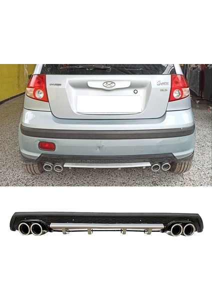 Hyundai Getz Gri Difüzör Çiftli Yuvarlak Egzoz Görünümlü D Tip Difizör
