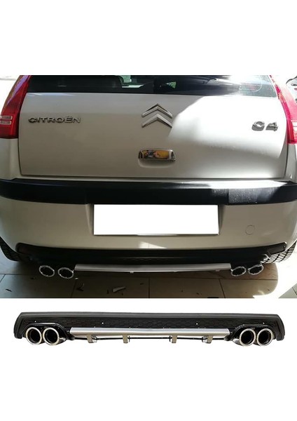Citroen C4 Gri Difüzör Çiftli Yuvarlak Egzoz Görünümlü D Tip Difizör
