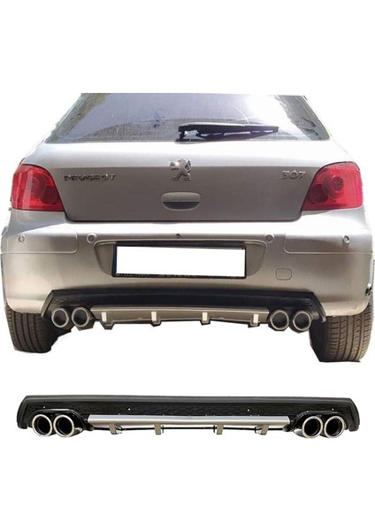 Peugeot 307 Gri Difüzör Çiftli Yuvarlak Egzoz Görünümlü D Tip Difizör