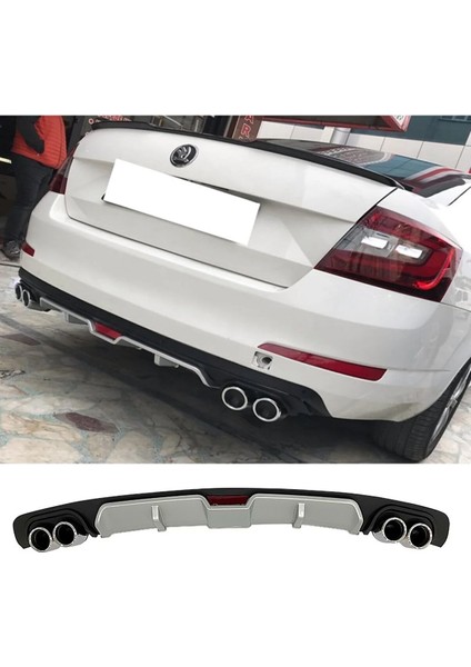 Skoda Octavia Gri Difüzör 4 Krom Egzoz Görünümlü Difizör Arka Ek Body Kit