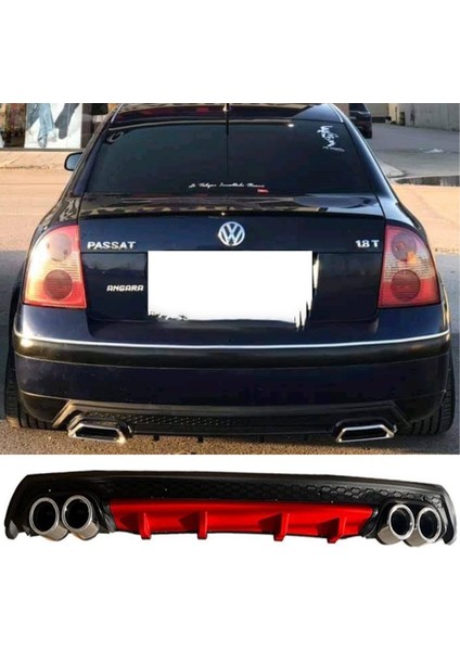 Vw Passat B5 Kırmızı Difüzör Çiftli Yuvarlak Egzoz Görünümlü D Tip Difizör
