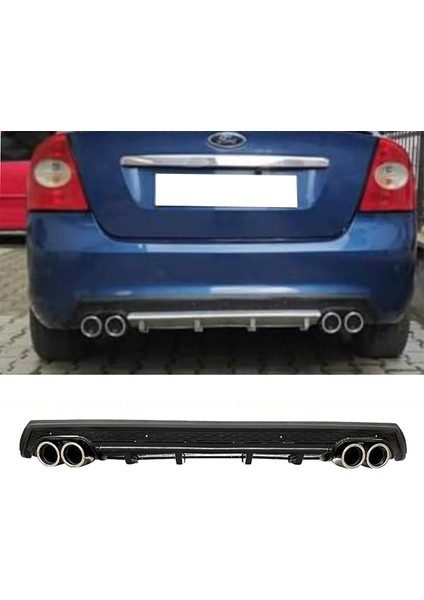 Ford Focus 2 Siyah Difüzör Çiftli Yuvarlak Egzoz Görünümlü D Tip Difizör 2004 - 2010