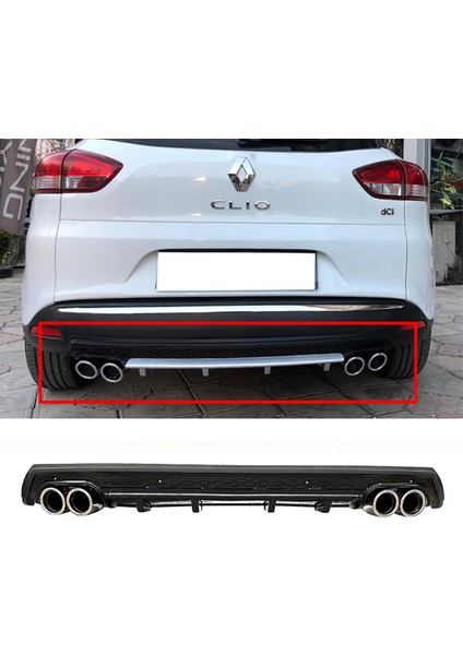 Renault Clio Mk4 Sporttourer Sw Siyah Difüzör Çiftli Yuvarlak Egzoz Görünümlü D Tip Difizör 2012-2019