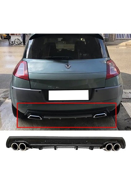 Renault Megane 2 Hb Siyah Difüzör Çiftli Yuvarlak Egzoz Görünümlü D Tip Difizör 2002 - 2009